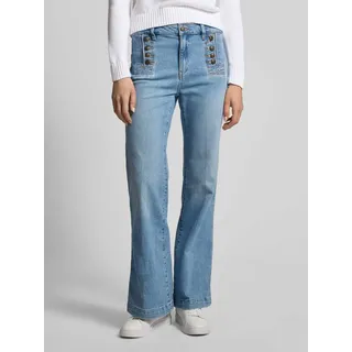 Flared Jeans mit französischen Eingrifftaschen, Hellblau, 44