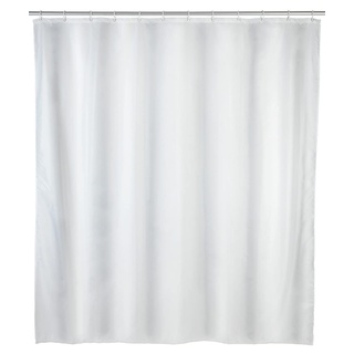 WENKO Anti-Schimmel Duschvorhang Weiß, Textil-Vorhang mit Antischimmel Effekt fürs Badezimmer, waschbar, wasserabweisend, mit Ringen zur Befestigung an der Duschstange, 120 x 200 cm