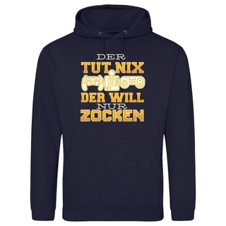 Youth Designz Kapuzenpullover "Der Tut Nix, Der Will Nur Zocken" Herren Hoodie Pullover mit trendigem Frontprint blau S