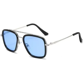 Retro Quadratische Piloten Sonnenbrille Metallrahmen Herren Damen - Einheitsgröße