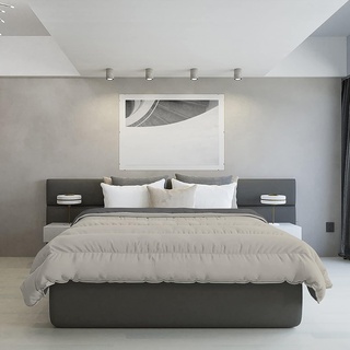 Italian Bed Linen Winterdecke, feuerfest, zweifarbig, Mikrofaser, hellgrau/dunkelgrau, Doppelbett, 250 x 200 cm