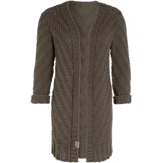KNIT FACTORY - Sally Strickjacke - Mittellange Damen Strickjacken - Cardigan mit Wolle - Grobstrickjacke - Strickweste für den Herbst und Winter - Hochwertige Qualität - Cappuccino - 40/42 - 40-42