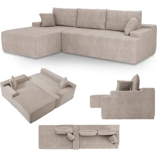 Juskys Sofa Coredo Links Cord Taupe