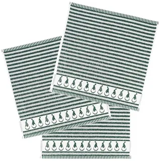 Kracht Geschirrtuch Wichtel, (Set, 3-tlg., Set), 3er Pack Frottee Küchenhandtücher (3 Stück) ca.50x50cm Baumwolle grün