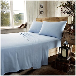 Gaveno Cavailia Biber-Spannbetttuch, hochwertig, unifarben, weich und gemütlich, 100% gebürstete Baumwolle, Flanell-Leinen, pflegeleicht, blau, King-Size-Bett