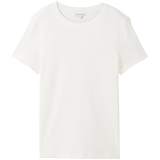 TOM TAILOR Damen Basic T-Shirt mit Rundhalsausschnitt, weiß, Uni, Gr. XXL