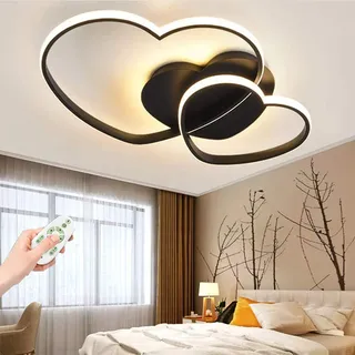 Deckenleuchte LED Dimmbar Deckenlampe Modern Herz Acryl Kinderzimmerlampe Mit Fernbedienung Jungen Mädchen Deckenlicht Cartoon Kronleuchter Kinder Deckenlicht Innen Schlafzimmer Dekor Lamp,Schwarz