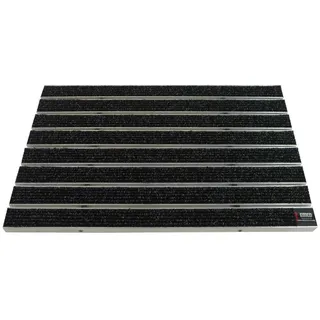 Emco Fußmatte Eingangsmatte DIPLOMAT, Large Rips Anthrazit, rechteckig, Höhe: 17 mm, Größe: 750x500 mm, für Innen- und überdachten Außenbereich schwarz