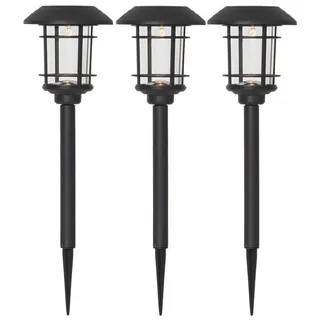 Star Trading Wegeleuchte Edelstahl Kunststoff 12x34,0x12 cm 3er Set schwarz