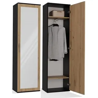 BDW Duo-Garderobe mit Spiegel, Moderner Kleiderschrank, Beige, Multifunktional für Flur, Schlafzimmer, Kinderzimmer 180x50x35(T) ! (Anthrazit/Artisan-Eiche)