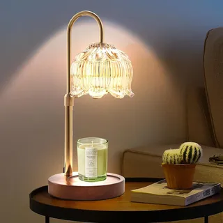 Paryou Kerzenwärmer Lampe mit Dimmer - Elektrische Kerzenlampe mit Timer für Glaskerzen Duftkerzen mit 2 Glühbirnen