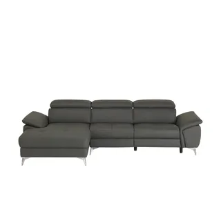 uno Leder-Ecksofa  Danae klein ¦ grau ¦ Maße (cm): B: 282 H: 78 T: 166.0