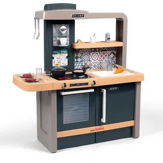Smoby Tefal Evo Küche - Kinderküche mit höhenverstellbarer Arbeitsplatte, Backofen, Kühlschrank und mehr, für Kinder ab 3 Jahren - Schwarz/Grau