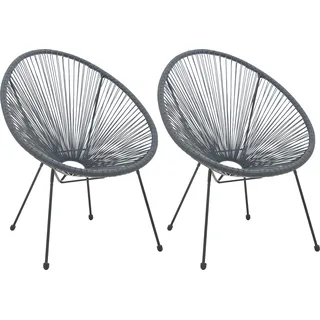 Stuhl INOSIGN Stühle Gr. B/H/T: 73 cm x 88 cm x 73 cm, 2 St., Metall, grau (grau, schwarz) Kunststoffstuhl Gartenstuhl Gartenstühle runde Sitzschale im 2er-Set