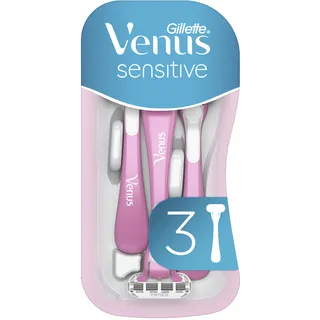 Gillette Venus Sensitive Einwegrasierer Damen, 3 Rasierer, Lila/Weiß