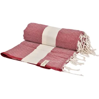 Tadussi® XXL Strandtuch, 200 x 200 cm, Baumwolle, Fouta-Stil, Stranddecke & Picknickdecke, Sandfrei, Schnell Trocknend (Rot, 200 x 200 cm)