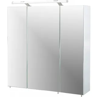 Schildmeyer Badezimmerspiegelschrank Spiegelschrank Badspiegel Wandspiegel 3 Türen Weiß Hochglanz