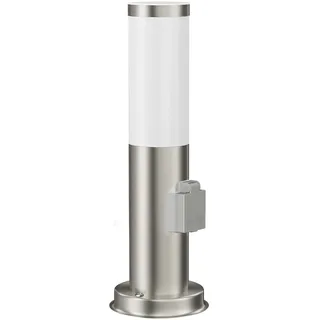 ledscom.de Pollerleuchte Edelstahl 38,5 cm inkl. E27 Lampe weiß