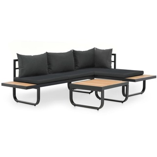 Merax Gartenlounge-Set »Holguín«, (2-tlg), Gartenmöbel-Set aus Aluminium und Holz, für 4 Personen, Lounge Gruppe mit Tisch, Balkonmöbel Set grau