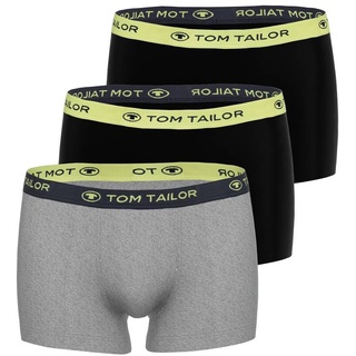 TOM TAILOR Herren Trunks, 3er Pack - Hip Pants, Unterwäsche, Unterhose, Baumwolle, Logo, einfarbig Grau/Schwarz S