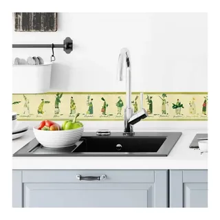 K&L Wall Art Wandtattoo Bordüre Kunstdruck Leffler Küche Kräuter Rosmarin Lavendel Koriander, Wandbild selbstklebend, entfernbar grün 5 cm x 10 cm