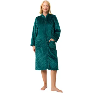 Suzy & Me Damen-Bademantel aus weichem geprägtem Fleece mit Reißverschluss vorne, wald, 28-30 - 54-56