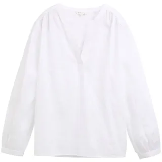 Tom Tailor Damen Bluse mit Lochstickerei, weiß, Uni, Gr. 36