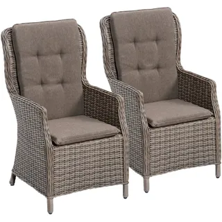 MERXX Gartenstuhl Riviera (Set, 2 St), 2er Set, Polyrattan, Stahl beige