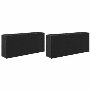 vidaXL Pflanzkübel mit 2 Töpfen 90 x 20 x 40 cm Schwarz
