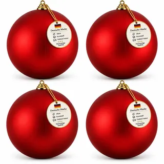 Weihnachtskugeln Outdoor XXL Christbaumkugeln Draußen 18cm - 4 Kugeln Rot Matt - Rot