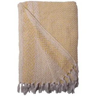 Wohndecke Decke Überwurf Agatha 100% Baumwolle 130x180 cm Skandinavisch, AU Maison, 100% recycelte Baumwolle gelb