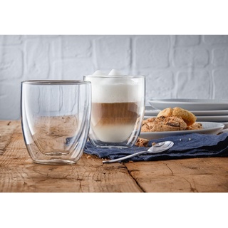 WMF Gläser-Set Kult Coffee, Glas, Doppelwandige Ausführung mit Thermoeffekt weiß