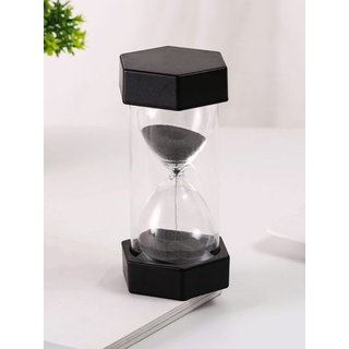 Quicksand 10/20/30/45/50/60 Minuten Sanduhr Timer Kreatives Geburtstagsgeschenk Bunte sechseckige Sanduhren Chronograph,Schwarz,45min