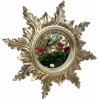 Badspiegel Zierspiegel Goldener Shabby Chic Wandspiegel 50 cm -runde Sonne Spiegel - Antik Dekorativer Spiegel Sonne C 495 (Gold)
