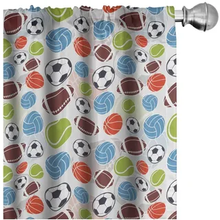 Abakuhaus Gardine Vorhang für Wohnzimmer Schlafzimmer Dekor, Microfaser, Sport Basketball und Fußball bunt 150 cm x 225 cm