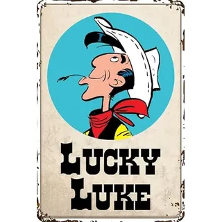 LUCKY LUKE Blechschild Comic Serie Fans – Western, Cowboy, Wild West Deko Schild, humorvolle Abenteuer 14 x 20 cm