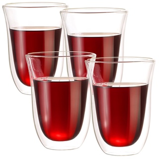 4er-Set doppelwandige Trinkgläser, Borosilikat-Glas, spülmaschinenfest