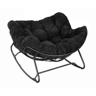 WOLTU Schaukelstuhl, eiförmiger Schaukelsessel Indoor, Chenille Schwarz