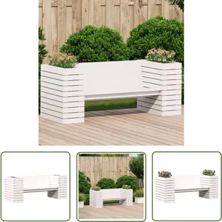 Gartenbank mit Pflanzkübeln Weiß 167,5x60x65 cm Kiefernholz - Holzbank - Gartenbank - Bank Mit Pflanzkübeln - Kiefernholz Möbel - Outdoor Möbel - The