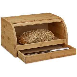 Relaxdays Rollbrotkasten Bambus Hellbraun
