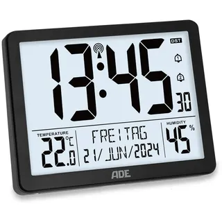 Digitale XL-Funkuhr mit sehr großen Ziffern | Tischuhr Wanduhr mit 2 Weckzeit...