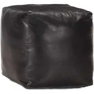 vidaXL Pouf Leder 40 x 40 x 40 cm Schwarz