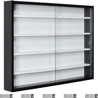 Inter Link - Sammlervitrine - Hängevitrine - Wandregal - Glasvitrine - Wandvitrine - Hängeregal - Schaukasten - MDF - Schwarz/Weiß (80x60x9.5 cm) Collecty Schwarz