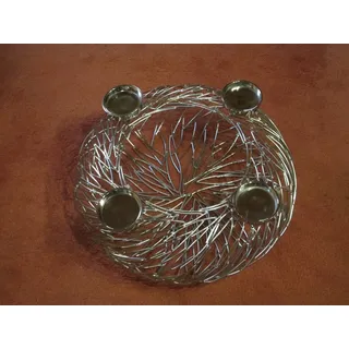 Adventskranz Korb aus Metall Silber (B/H/T) 44x17x44cm Winter Weihnachten Deko