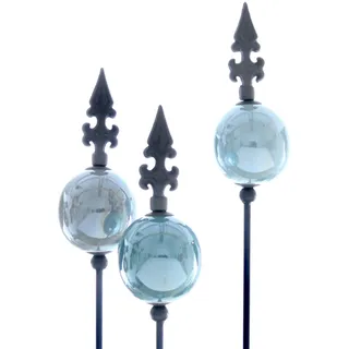 Gartenstecker Metall D7,5H109cm mit Kugel  - bl/g/aqua