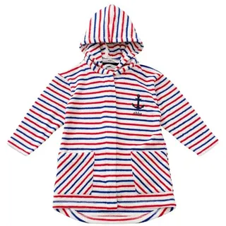 ebbe kids Kinderbademantel Bademantel Anker Streifen, Kurz, Obermaterial 1: 80% (Bio) Baumwolle, 20% Polyester (recycelt), Reißverschluss bunt 116 (5-6 Jahre)