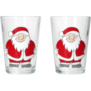 Ritzenhoff & Breker Santa Winter 2er Set Glühweingläser I 240ml, H 11cm I Tee-Glas mit Weihnachtsmann-Dekor in Rot & Weiß I Weihnachtsglas für Kaffee, Eierlikör & Co an Nikolaus & zum Advent