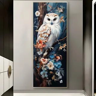 Diamond Painting Eule Blume, Diamond Painting Groß xxl 130 X 45 cm, DIY Diamant Painting Bilder, 5D Diamond Painting Erwachsene, Daiments Painting Diamond-Painting Crafts, Haus Wand Dekoration -599FC