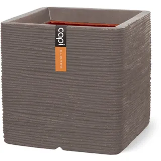 Capi Europe - Topf quadratisch Rib NL - 30x30 - Warm Taupe - Blumentopf für den Innen- und Außeneinsatz - Übertopf - Pflanztopf - Pflanzgefäß - Kunststoff - KWTR902