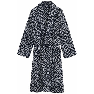 GANT Unisex Bademantel - G-PATTERN ROBE, Schalkragen, Frotteevelours, Bio-Baumwolle Blau S